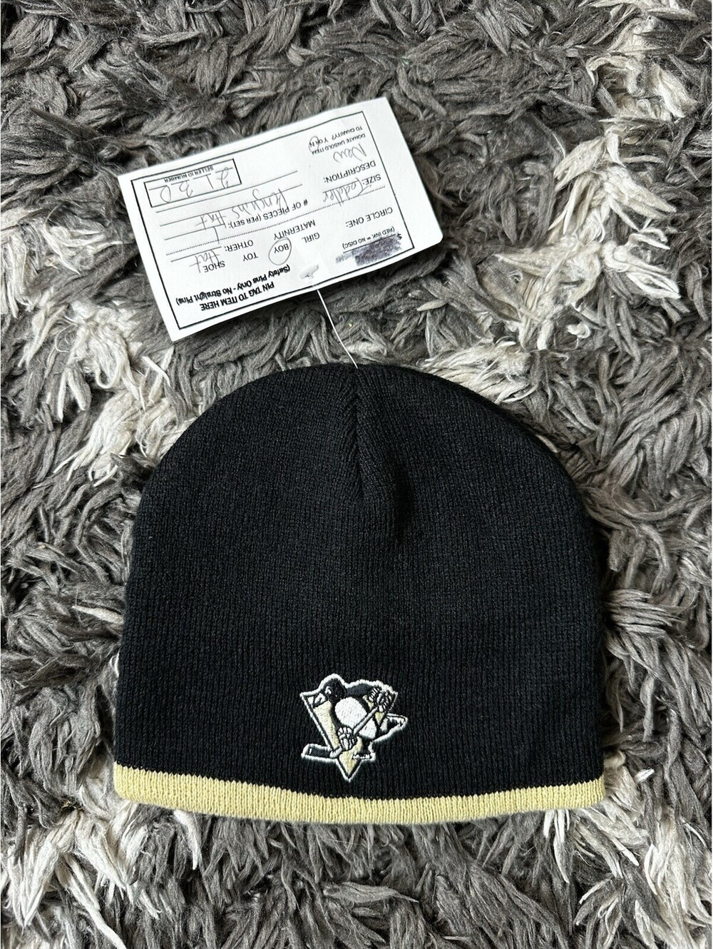 Pittsburgh Penguins Knit Beanie Hat Toddler Boys Black Gold NHL Hockey Logo